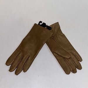 Women’s Gold Brown Shell 💯% Leather Gloves — Refined Everyday Pair Size L XL